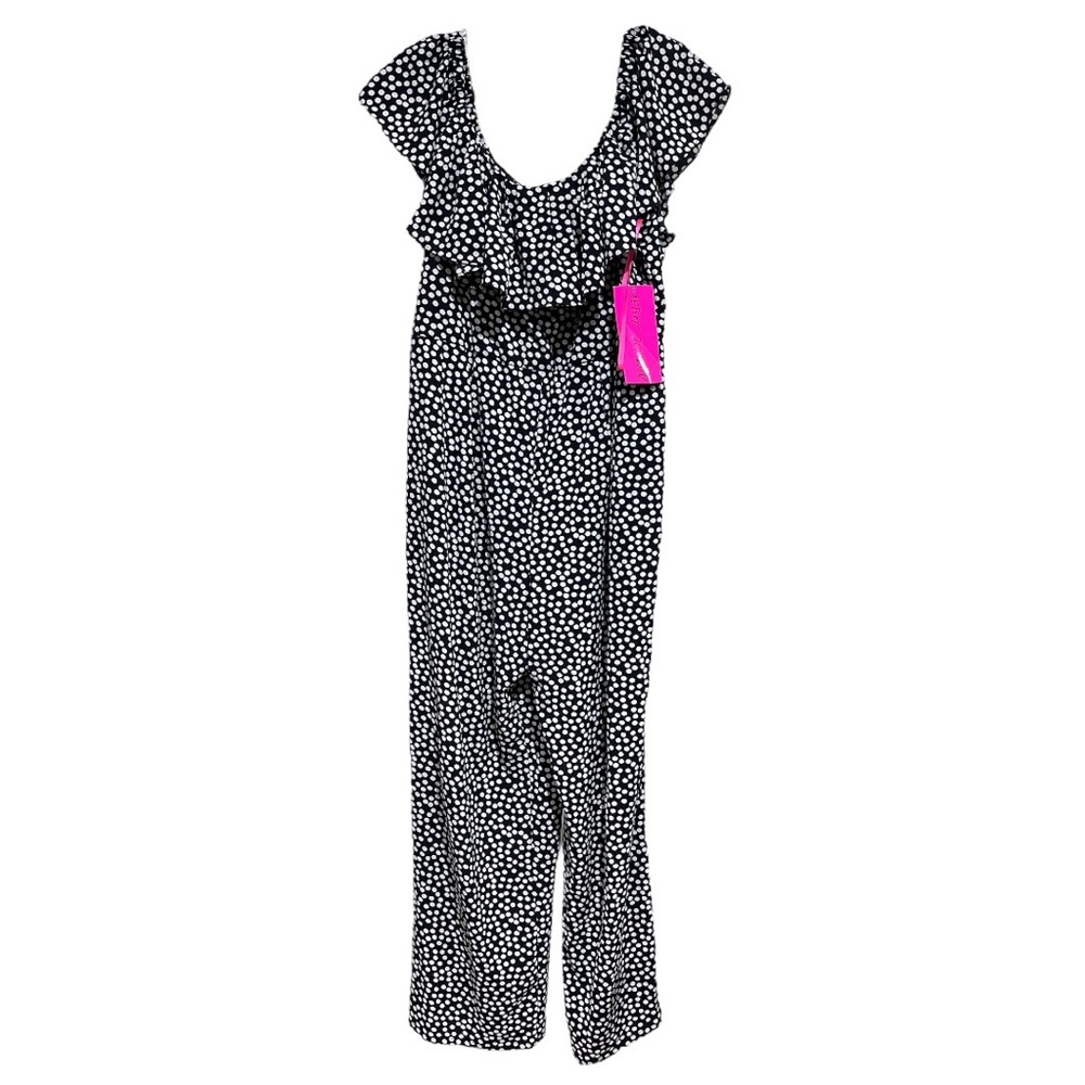 Betsey Johnson Polka Dot Jumpsuit, Navy Plus Sizes